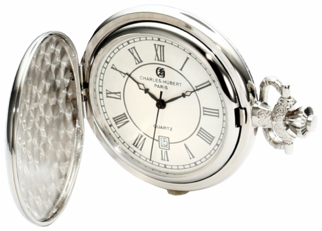 Charles-Hubert Paris 3922 Chrome Finish Off-White Dial with Date Pocket Watch at Sears.com