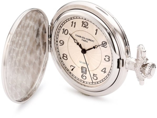 Charles-Hubert Paris 3923 Chrome Finish Off-White Dial with Date Pocket Watch at Sears.com