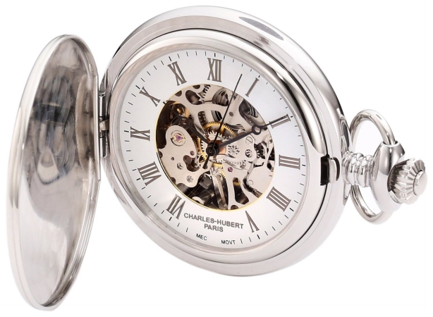 Charles-Hubert Paris 3929 Stainless Steel White Dial Mechanical Pocket Watch at Sears.com