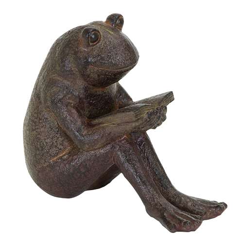 Benzara 55616 Quite Reading Garden Frog Statue in Polystone at Sears.com