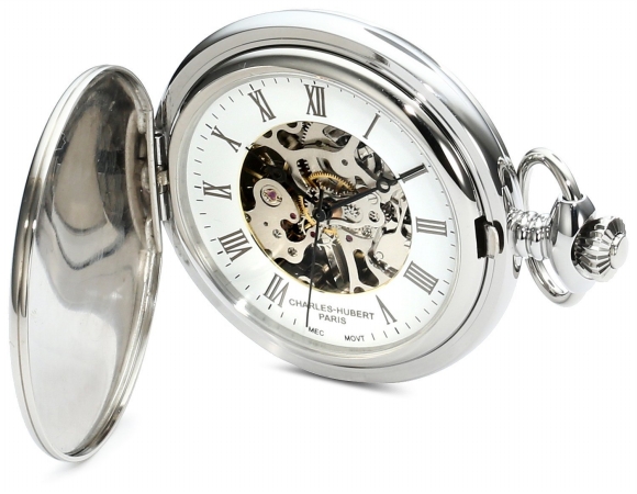Charles-Hubert Paris 3918 Stainless Steel White Dial Mechanical Pocket Watch at Sears.com