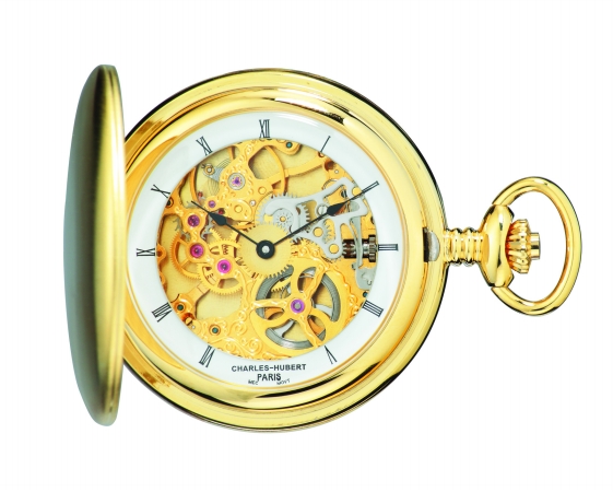 Charles-Hubert Paris 3905-G Polished Finish Gold-Plated Stainless Steel Hunter Case Mechanical Pocket Watch at Sears.com