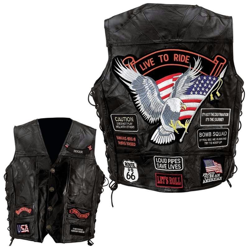Diamond Plate Leather Vest With 14 Patches-S at Sears.com