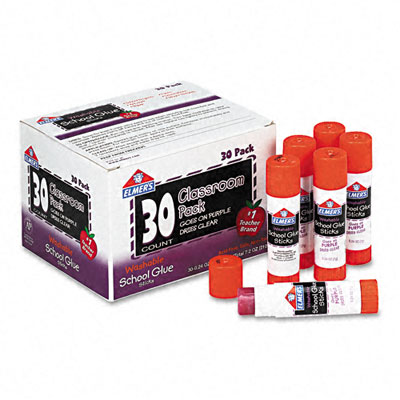Elmers E555 Washable School Glue Sticks  Purple  .24oz  Repositionable Stick  30/pk at Sears.com