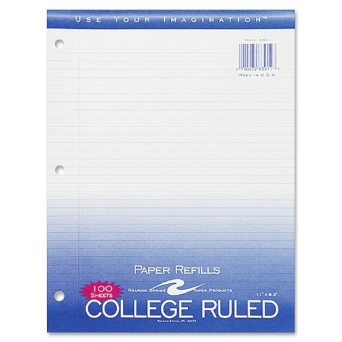 Roaring Spring Paper Products Filler Paper,College Ruled,11 in.x8-.5 in.,3HP,100 Sh-PK,White at Sears.com