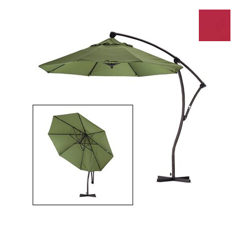 California Umbrella BA908-5403 9 ft. Cantilever Market Umbrella Delux Crank Lift - Bronze-Sunbrella-Jockey Red at Sears.com