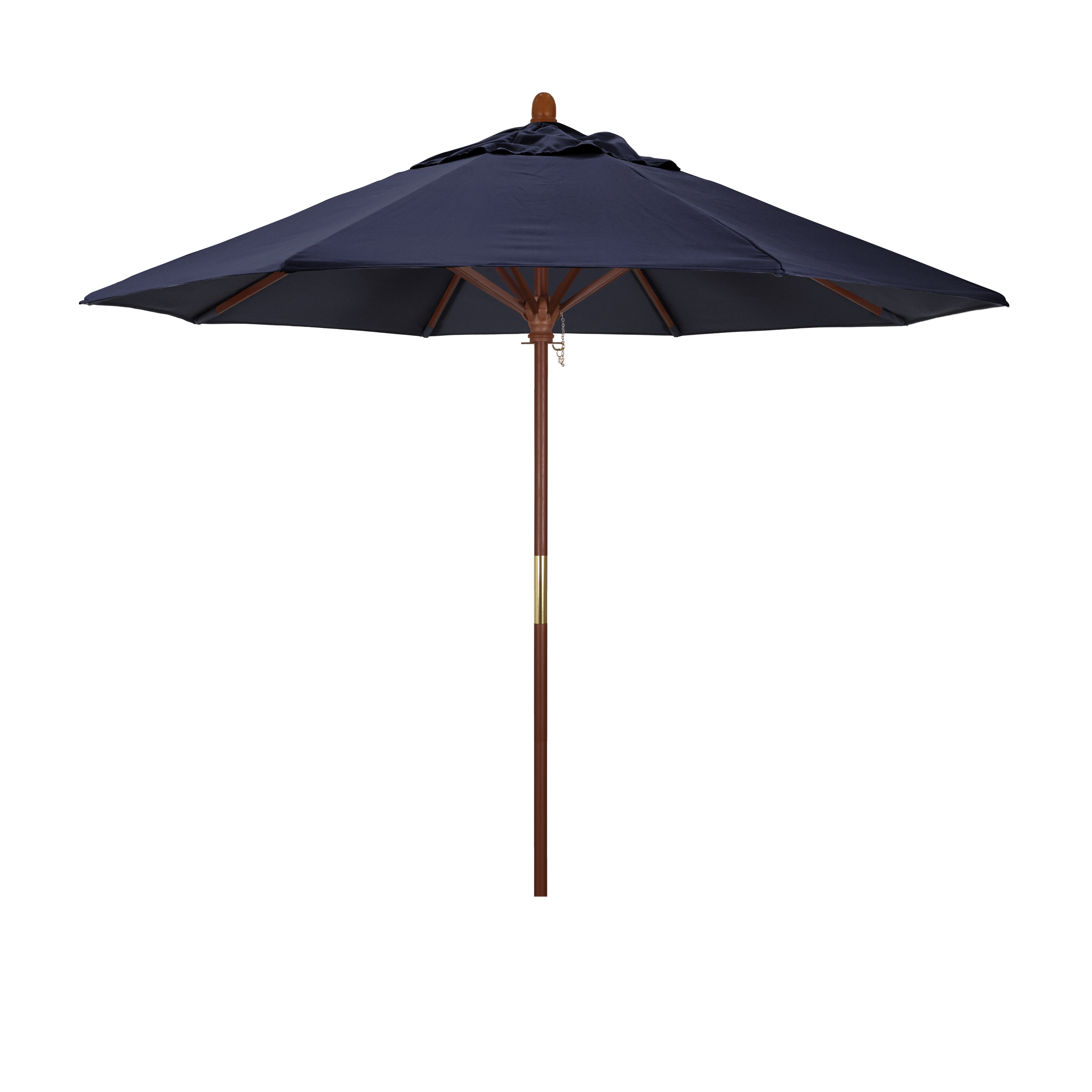 California Umbrella MARE908-5439 9 ft. Wood Market Umbrella Pulley Open Marenti Wood-Sunbrella-Navy at Sears.com