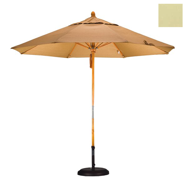 California Umbrella WOFA908-SA22 9 ft. Fiberglass Market Umbrella Pulley Open - Marenti Wood-Pacifica-Beige at Sears.com