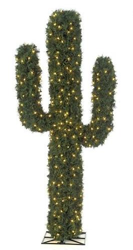 Autograph Foliages C-60331 - 4 Foot PVC Cactus - Green - Clear Lights