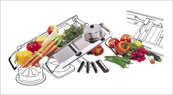World Cuisine A4982900 Professional Stainless Steel Mandolin Vegetable Fruit and Cheese Slicer