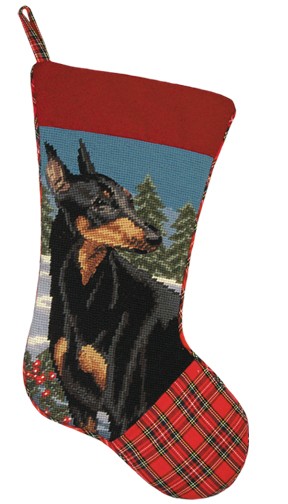 123 Creations C576.11x17 inch Doberman Christmas Stocking in Needlepoint - 100 Percent Wool at Sears.com