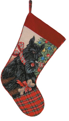 123 Creations C345.11x17 inch Scottie Christmas Stocking in Needlepoint - 100 Percent Wool at Sears.com