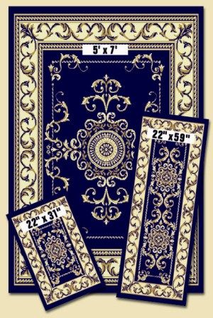 ACHIM X171-372-B - Capri 3 Piece Rug Set - Royal Crown - Navy at Sears.com