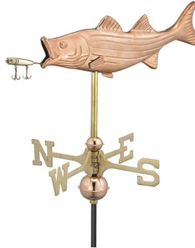 Good Directions 8847p Bass And Lure Weathervane  Polished Copper