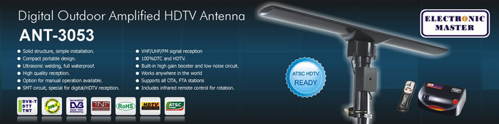 Electronic Master ANT3053 Remote Controlled Rotating Digital Outdoor Amplified HDTV Antenna at Sears.com