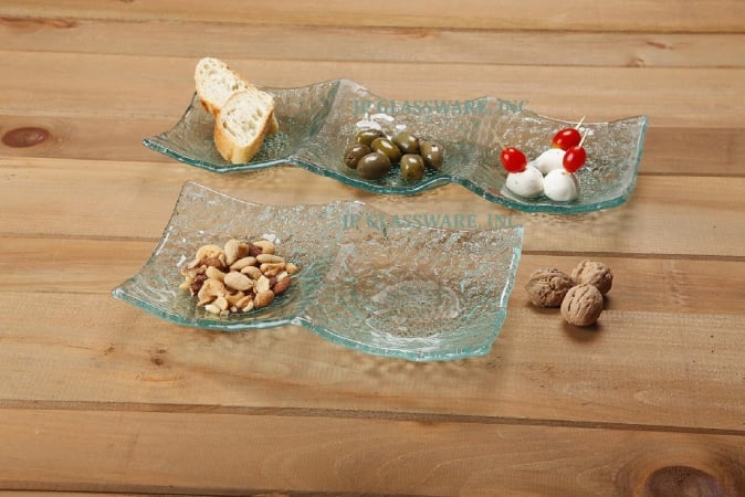 Jp Glassware 51010s11 Raindrop 2 Section Condiment