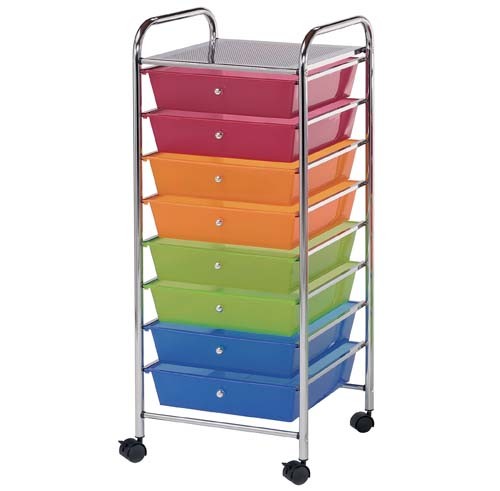 BLUE HILL STUDIO SC8MC-12 8-Drawer Multi-Colored Storage Cart