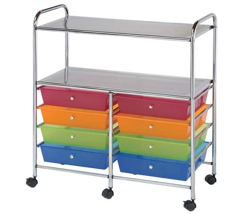 BLUE HILL STUDIO SC8MCDW-12-S 8-Drawer with 2-Shelf Multi-Colored Storage Cart