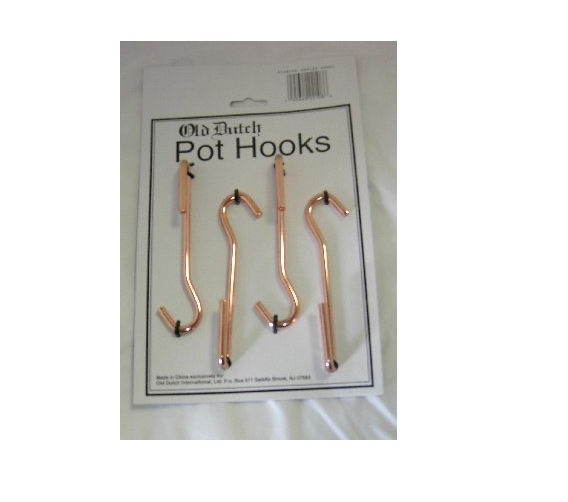 Old Dutch 108CPA Set-4 4.75 in. Copper Angled Pot Rack Hooks