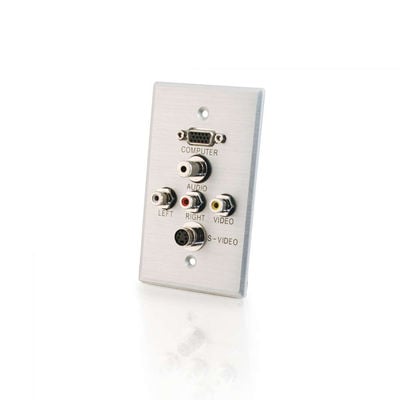 Cables To Go 40499 Single Gang HD15 VGA Top + 3.5mm + S-Video + Composite Video + Stereo Audio Wall Plate - Brushed Aluminum at Sears.com