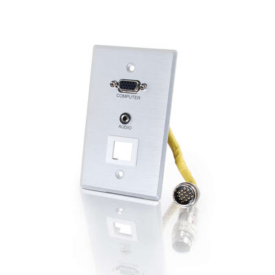 Cables To Go 42326 RapidRun Single Gang Integrated HD15 + 3.5mm + Keystone Wall Plate - Brushed Aluminum at Sears.com