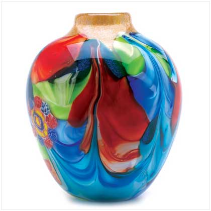 Sunrise Wholesale 12982 Glowing Color and Graceful Garden Imagery Floral Fantasia Art Glass Vase at Sears.com