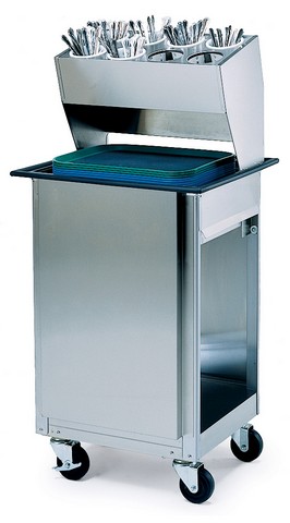 Lakeside 986 Mobile Tray & Rack Dispenser with Silverware Dispenser