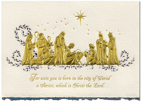 Birchcraft Studios 9074 A Savior is Born - Blue Deckle Edge Ecru Lining - Blue Ink at Sears.com