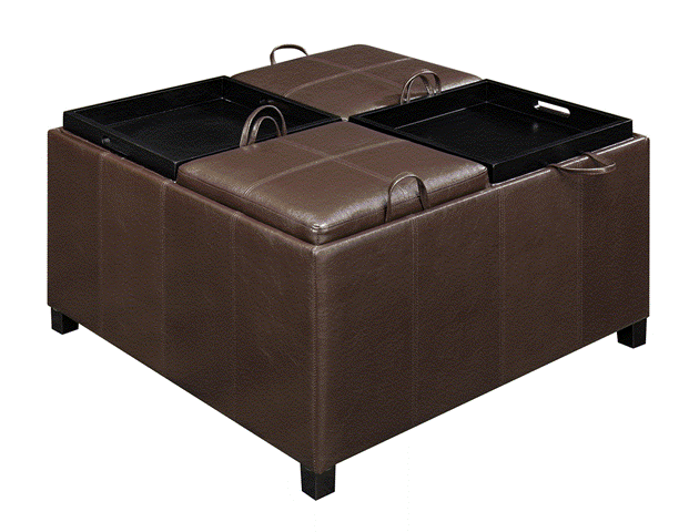 Convenience Concepts 143033 Times Square Ottoman w 4 Tray Tops in Espresso at Sears.com