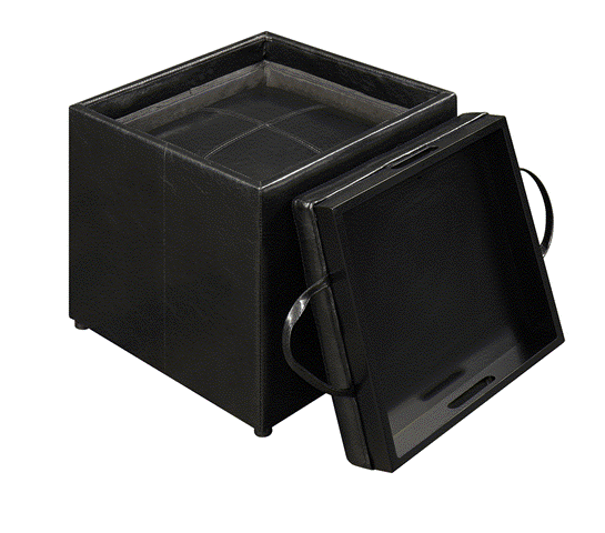 Convenience Concepts 143010B Park Avenue  Single Ottoman with Stool in Black at Sears.com