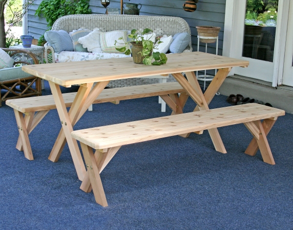 Creek Vine Designs WF27WCLTCB8CVD Red Cedar 27 in. Wide 8 ft. Backyard Bash Cross Legged Picnic Table with Detached Benches at Sears.com