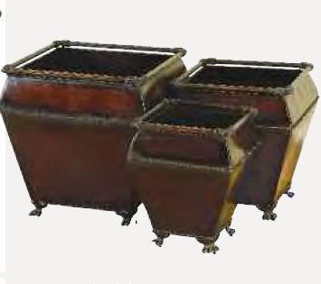 Benzara 41763 16 In. X 14 In. X 13 In. H Metal Planter Set Of 3