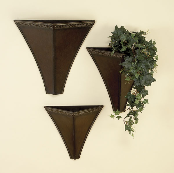 Benzara 57749 18 In. X 15 In. X 1 In. Metal Wall Planter Set Of 3