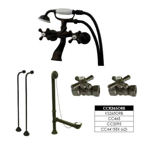 Kingston Brass CCK265ORB Vintage Wall Mount Clawfoot Tub Faucet Package in Oil Rubbed Bronze Kingston Brass CCK265ORB Vintage Wall Mount Clawfoot Tub Faucet Package in Oil Rubbed Bronze