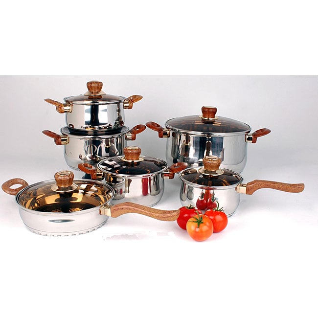American Trading House SC-SS004WD Gourmet Chef 12 Piece Brown Wood Cookware Set