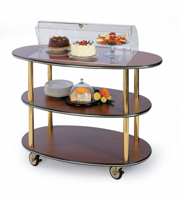 Geneva Geneva 36303 Rounded Oval Style- 3-Shelf Wood Laminate Serving Cart