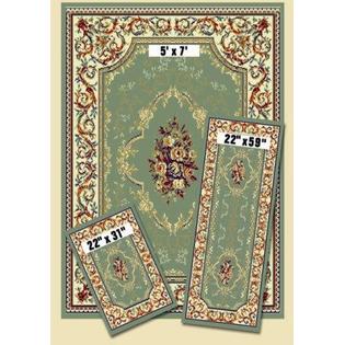 ACHIM Xx40-372-G - Capri 3 Piece Rug Set - Fleur-De-Lis - Green ACHIM Xx40-372-G - Capri 3 Piece Rug Set - Fleur-De-Lis - Green