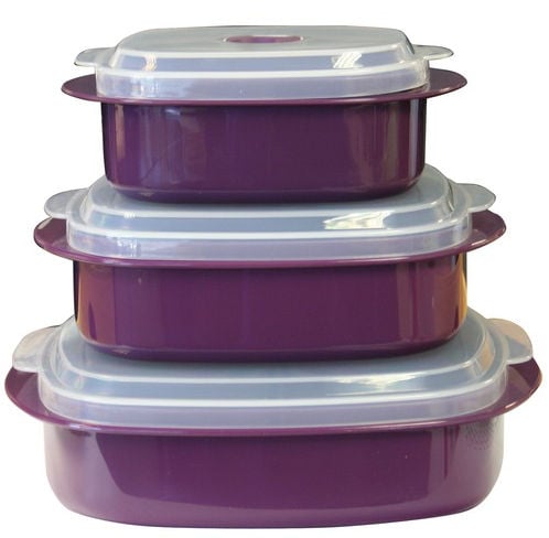 Reston Lloyd 20502 Calypso Basics 6 Piece Microwave Cookware-Storage Set - Plum