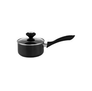 Pedrini 5040204 Non-stick Aluminum Saucepan with Lid Black