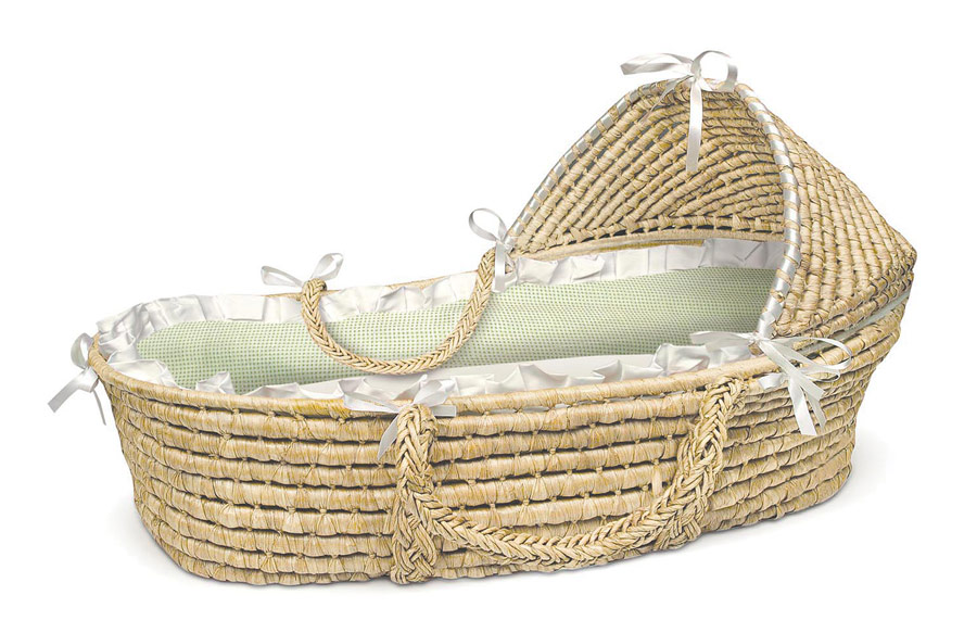 Badger Basket 00874 Natural Hooded Moses Basket With Sage Gingham Bedding at Sears.com