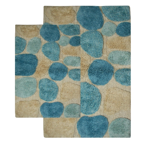 Chesapeake Bay Candle Chesapeake 26653 2 Piece Pebbles Bath Rug Set- 21 in. x 34 in. & 24 in. x 40 in.- Aquamarine color at Sears.com