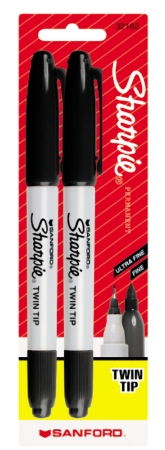 SANFORD CORPORATION 2 Count Black Sanford Sharpie Twin Tip Marker  32162 - Pack of 6 at Sears.com