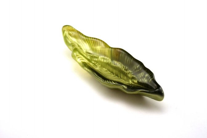Arda Glassware 67670230 Willow Leaf Handmade 2x6 Inch Leaf Dish Set of 4 Metallic L. Green- D. Green