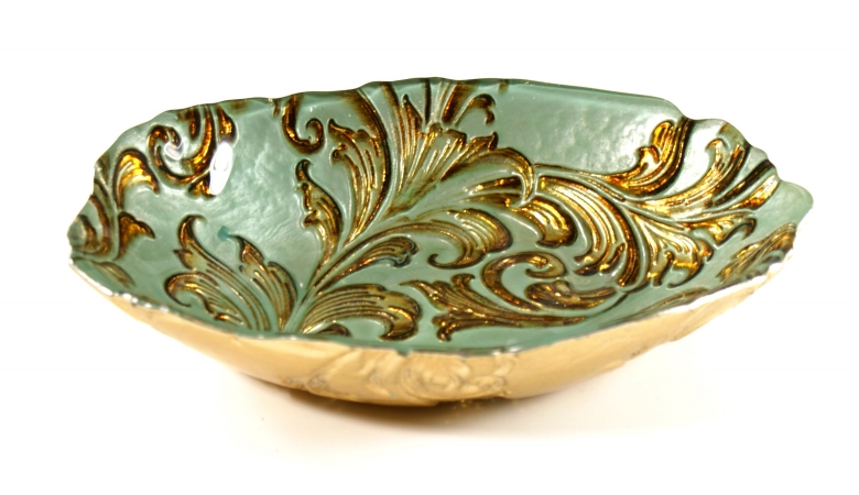 Arda Glassware 67030210 Vanessa Handmade 8&44;5x6 Inch Oval Bowl Set of 2 Antique Turquoise Brown