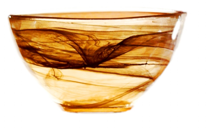 Arda Glassware 99301300 Allure Handmade 12 Inch Salad Bowl Brown- Amber