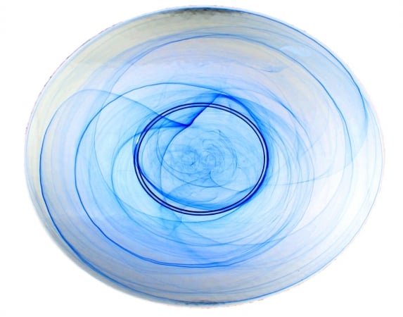 Arda Glassware 99651400 Allure Handmade 15.5 Inch Shallow Bowl Blue Navy- Pearl