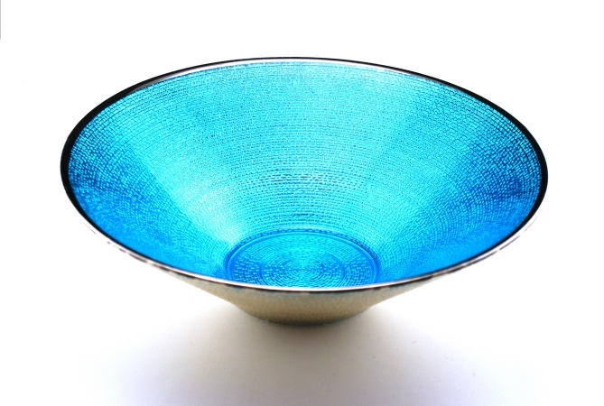 Arda Glassware 88930210 Athena Handmade 8 Inch Bowl Set of 2 Aqua Silver Plated