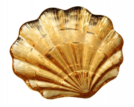 Arda Glassware 50720120 Clam Handmade 8x8 Inch Plate Set of 4 Silver Amber