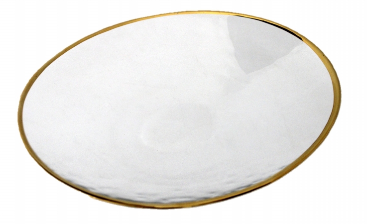 Arda Glassware 33940110 Gilt Handmade 14x12 Inch Large Oval Plate Set of 2 Gold
