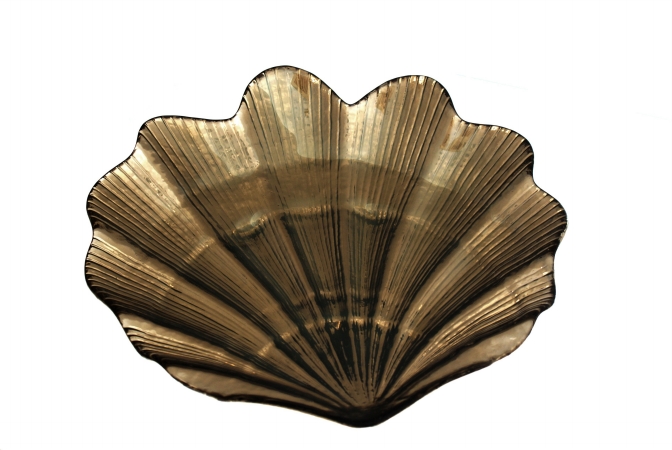 Arda Glassware 50710220 Clam Handmade 12x12 Inch Plate Set of 4 Silver Smoke